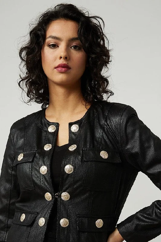 Joseph Ribkoff Faux Leather Cropped Jacket