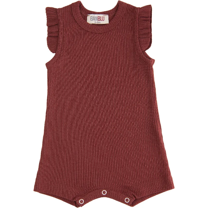 Red Burgundy Ruffle Modal Romper