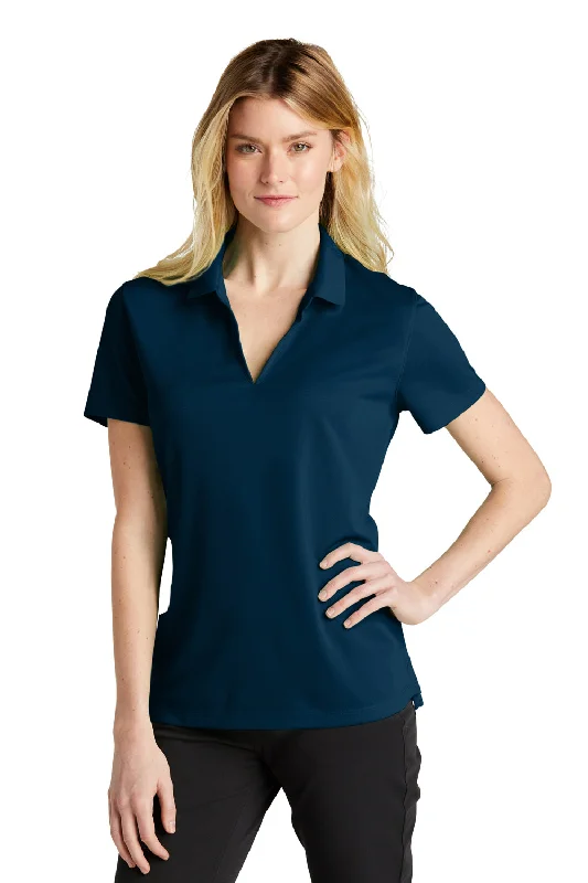 Nike Womens Dri-Fit Moisture Wicking Micro Pique 2.0 Short Sleeve Polo Shirt - Navy Blue